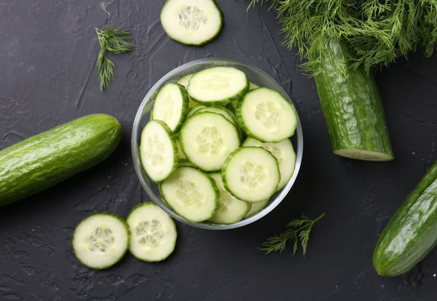 Cucumber water with fresh cucumber slices
